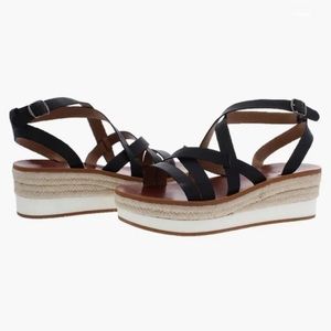 LUCKY BRAND JASMEI LEATHER STRAPPY‎ ESPADRILLE WEDGE SANDALS SIZE 9